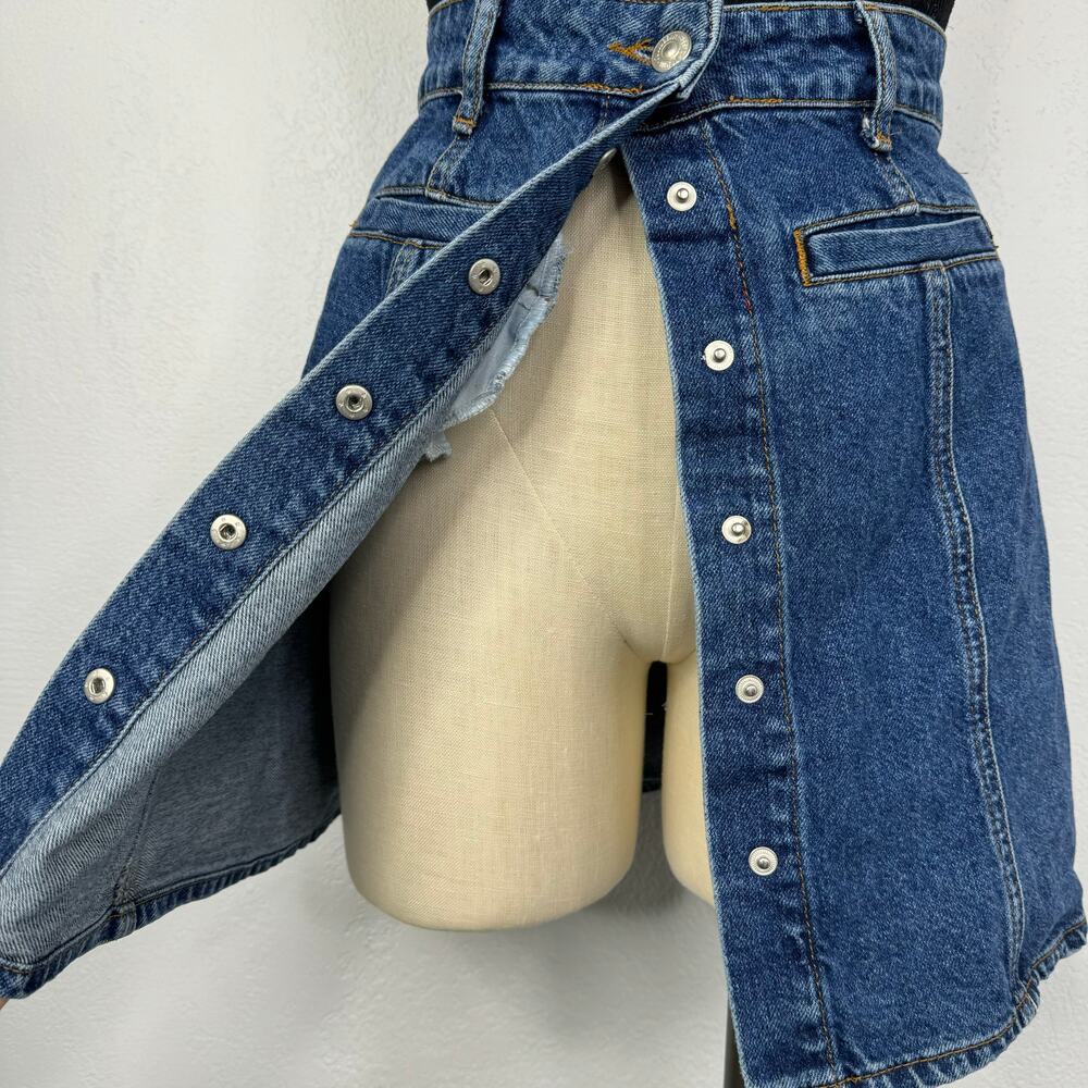 Pull & Bear Denim Button/Snap Front Mini Skirt Eu… - image 4